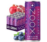 NOOX Revive Nootropic Drink - Blueberry & Pomegranate - Sugar Free Energy Drink with Natural Caffeine, Ginseng & L-Tyrosine - Zero Calories - 250ml x 12 Pack