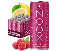 NOOX Revive Nootropic Drink - Raspberry & Lemonade - Sugar Free Energy Drink with Natural Caffeine, Ginseng & L-Tyrosine - Zero Calories - 250ml x 12 Cans