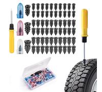 NOOYNOEO 100Pcs Tyre Repair Kit Rubber Nails Car Puncture Repair Kit with Screwdriver, Vacuum Tyre Repair Nails Plugs Self-Service Rubber Nail Tire Repair Tool for Auto Car Motorcycle (40S +30M +30L)
