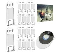 NOOYNOEO 18pcs Vinyl Record Hangers Clear, vinyl wall mount, Clear Acrylic Shelf Clips for Single Music Lp Album Cover CD Card Collection Magazine Home Office, with 10 record inner bags