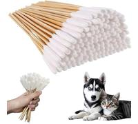 NOOYNOEO 300 Pcs Animal Ear Cleaning Cotton Swab Pet Dog Ear Cleaner Cotton Buds 5.9 Inch Large Cotton Buds,for Cleaning Animals Ears Wax Infection Removal