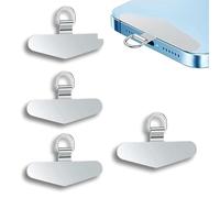 NOOYNOEO 4pcs Phone Tether Tab - Phone Lanyard Patch, Metal Crossbody Cell Phone Lanyard Patch Silve, Stainless Steel Mobile Pad - Universal Phone Strap Connector for Smartphones