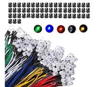NOOYNOEO 5mm Prewired Led, 60pcs LED Diodes Light 12V 20cm Pre Wired LEDs 6 Colors with Diffused Colored Lens, Ultra Bright Orange, White, Red, Blue, Green, Yellow for Decor