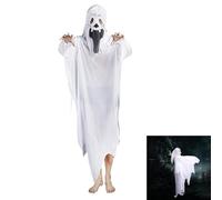 NOOYNOEO Halloween Ghost Costume, with Full Head Cover, halloween costumes adults, ghost costume adult, Spooky Ghastly Ghost, Funny Halloween Fancy Dress Party Supplies(White)