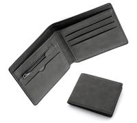NOOYNOEO Mens Leather Wallet 1Pack Slim Wallet with Card Holder Compartments and Coin Pocket Black Wallets for Men UK Minimalist Thin for Work Business or Travell, Black