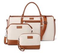 Noozion Convertible Garment Duffel Bag for Travel - Carry On Garment Bags With Toiletry Bag Large Weekender Bag for Men Women 2 in 1 Hanging Suitcase Suit Travel Duffel Overnight Bags, Off White, 21