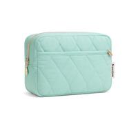 Noozion Makeup Bag, Travel Cosmetic Bag, Puffy Padded Toiletry Bag for Women, Makeup Organizer Case, Wide-open Pouch Purse, Travel Essentials, Green, Puffy Padded