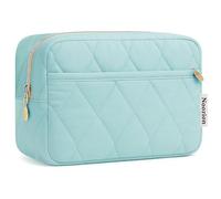 Noozion Makeup Bag Travel Toiletry Bag, Puffy Padded Cosmetic Bag for Women, Makeup Organizer Case, Wide-open Pouch Purse, Travel Essentials, Dusty Blue-Green, Puffy Padded