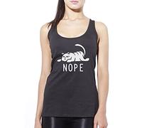 Nope Cat - Womens Vest Tank Top - Pet Lazy Sloth XL Black
