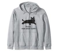 Nope Funny Black Cat Bored Kitty Sarcastic Cat Saying Zip Hoodie