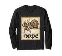 Nope Knight Fighting Giant Snail Funny Medieval History Meme Long Sleeve T-Shirt