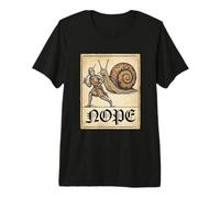 Nope Knight Fighting Giant Snail Funny Medieval History Meme Premium T-Shirt