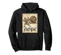 Nope Knight Fighting Giant Snail Funny Medieval History Meme Pullover Hoodie