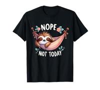 Nope Not Today Cute Sleepy Sloth in Hammock T-Shirt