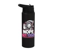 Nope Not Today Sarcastic Grim Reaper Pastel Goth Stainless Steel Insulated Water Bottle