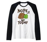 Nope Not Today Sleeping Turtle Lazy Mood Funny Animal Quote Raglan Baseball Tee