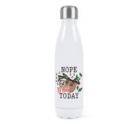 Nope Not Today Sloth Double Wall Water Bottle Insulated Stainless Steel Sports Drinks 500ml White