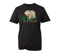 Nope Not Today T-Shirt, Funny Lazy Sloth Sleep Animal Slogan Unisex Kids Adults Top (Black, XL)