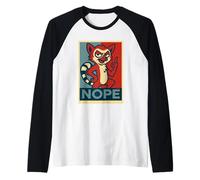 Nope Raccoon Cartoon Attitude Retro Poster Style Raglan Baseball Tee