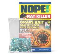 NOPE! Rat Killer Grain Bait 6 x 25g | Super Strength Poison Sachets | Single Feed Premium Oat Grain Bait | Quick-Acting Rodent Control and Mouse Killer | Works Outdoors in All Weather