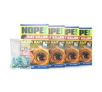 NOPE! Rat Poisoning Super Strength 4 x 150g | Rat & Mouse Killer Grain Bait, Single Feed, Quick-Acting for Indoor & Outdoor in All Weather