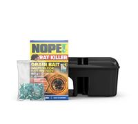 NOPE! Rat Poisoning Super Strength 6 x 25g with Lockable Bait Box & Key - Rat & Mouse Killer Grain Bait, Single Feed, Quick-Acting for Indoor & Outdoor in All Weather