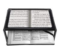 NOPEILVI- A4 Full Page Magnifier Reading Magnifying Glass On Rectangular Stand Hands 3x Magnification With 4 LED Lamp Lens For Reading For The Elderly, Seniors And Partially Sighted Persons