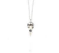 NOPEILVI- Raven Bird Necklace Skull Necklace Raven Skull Necklace,Alloy Phantom Raven Bird Skull Head Necklace Raven Head Chain Jewelry Making Supplies(Ancient Silver) Raven Skull Necklace