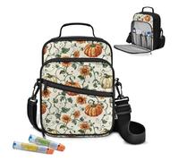 Nopersonality Diabetes Supply Bag, Diabetic Organizer Carrying Case Kit, Fall Pumpkin Flowers Portable Diabetes Testing Kit Case, Glucose Meter Storage Bag for Diabetics, Work, Travel