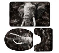 Nopersonality Elephant Bathroom Shower Tub Rug Set,Contour,Toilet Seat Lid Cover Bath Mat Sets 3 Pack