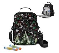 Nopersonality Insulin Travel Case, Diabetes Bag for Supplies, Christmas Tree Snowflakes Medication Diabetes Supplies Organizer Bag with Shoulder Strap for Diabetic Supplies