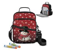 Nopersonality Insulin Travel Case Portable Diabetic Supplies Bag with Shoulder Strap Christmas Snowman Snowflakes Large Capacity Medication Organizer Diabetes Gifts for Women Men