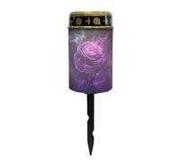 Nopersonality Purple Rose Eternal Bright Solar Lights for Graves - Waterproof Memorial Solar Lanterns, Easy Mounting for Tombstone & Gardens