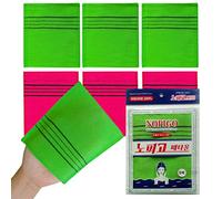 NOPIGO The Original Korean Exfoliating Mitt Body Scrub-6pcs (green3 red3) Asian Exfoliating Bath Washcloth for Dead Skin, Bath Sponge,Body exfoliate Glove.