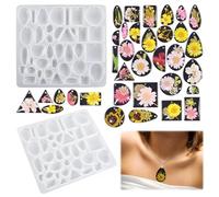 NOPKESV 1 x Cavity Silicone Moulds Jewellery Set, Pendant Epoxy Resin Casting Mould, Pendant Lanyard and Pendant Clip, Resin Silicone Mould for Pendant Necklace Jewellery DIY Art Making Decoration