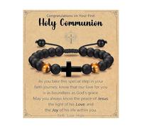 NOPKESV 1 x Cross Bracelet for Christening, Communion, Confirmation - Gift for Boys (Son, Brother, Grandson, Nephew, Godson) from Mum, Dad, Godfather, Grandparents