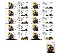 NOPKESV 10 Lantern Halloween Table Decoration, Pumpkin/Bat/Witch/Spider Web Designs, Children's Birthday Party Set, for Tea Lights or Candles, Garden