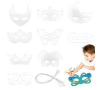 NOPKESV Pack of 9 DIY Masks, Colouring for Children, Animal Masks, Painting, Blank Paper Masks, Gifts, Party Bags, Halloween, Christmas, Birthday, Theme Party, Performance
