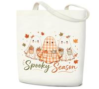 Nopoben Spooky Season Tote Bag, Halloween Cute Ghosts Canvas Shoulder Bag For Women, Halloween Fall Birthday Gifts for Friends, Reusable Shopping Beach Travel Grocery Bags for Gifts & Daily Use -05