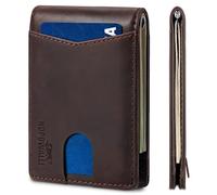 NopoWalli Money Clip Wallet - Mens Wallets slim Front Pocket RFID Blocking Card Holder Minimalist Mini Bifold, Brown, One Size, Minimalist Wallet for Men With Money Clip