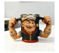 nopqw 3D Painted Book Mugs,Popeye Mugs,Desktop Decorative Figure Sculptures,Home Resin Crafts and Ornaments-Tea Cup for Hot/Cold Beverages,for Americano,Latte,Cappuccino(Mug B)