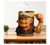 nopqw 3D Painted Book Mugs,Popeye Mugs,Desktop Decorative Figure Sculptures,Home Resin Crafts and Ornaments-Tea Cup for Hot/Cold Beverages,for Americano,Latte,Cappuccino(Mug A)