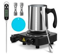 NOPWOK Candle Making Kit with Electronic Hotplate, Candle Making Kit for Adults, DIY Starter Candle Making Supplies, with 900ml Candle Make Casting Pot, Stirring Spoon, Wicks Holder, Thermometer