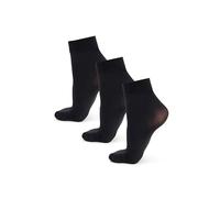 NOQ 3-Pack Women Socks Above Ankle Plain 40 DEN Opaque Microfiber Matte Classic with Comfort Top One Size Casual Office Ladies Socks Mira, Nero Multipack