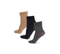NOQ 3-Pack Women Socks Above Ankle Plain 40 DEN Opaque Microfiber Matte Classic with Comfort Top One Size Casual Office Ladies Socks Mira, Nero/Graphite/Beige