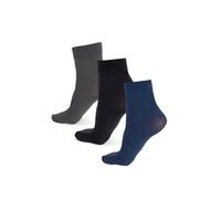 NOQ 3-Pack Women Socks Above Ankle Plain 40 DEN Opaque Microfiber Matte Classic with Comfort Top One Size Casual Office Ladies Socks Mira, Nero/Graphite/Blue Marino