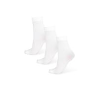 NOQ 3-Pack Women Socks Above Ankle Plain 40 DEN Opaque Microfiber Matte Classic with Comfort Top One Size Casual Office Ladies Socks Mira, Bianco Multipack