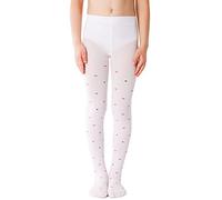 NOQ Children Thin Tights with Beautiful Print Girls Patterned Pantyhose 40 DEN School Dance Ceremony Casual, Dina Bianco 8-9 years (128-134)