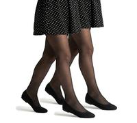 NOQ Girls 20 Denier Semi Sheer School Uniform Tights Soft Stretch Footed Ballet Pantyhose for Everyday Wear Durable Classic Plain Stockings for Kids and Teens 122/128 Age 7-8 Nero 2 Pack