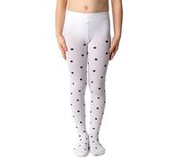 NOQ Girls Fancy Printed Tights Patterned Footed Pantyhose 40 den Dance School Animal Print Over Knee socks Imitation, Gosia Bianco 4-5 years (104-110)